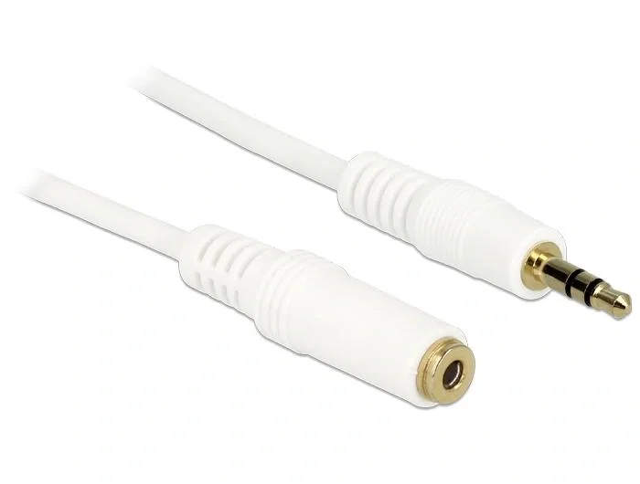 DeLOCK Cable de audio 3,5 mm Macho a Hembra 5 m Blanco