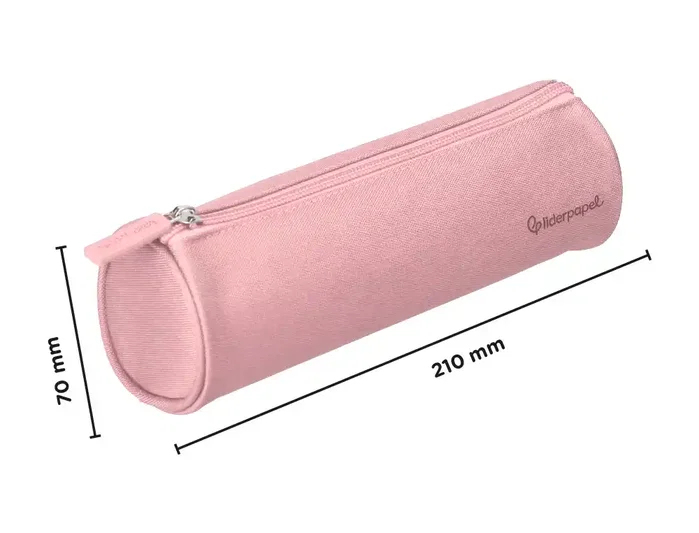 Liderpapel Estuche portatodo Classic cilíndrico ancho rosa