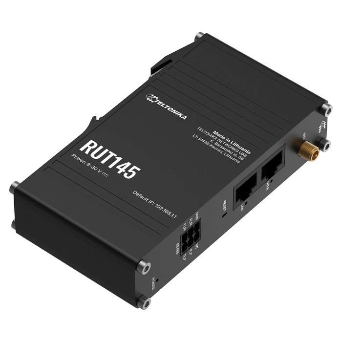 Teltonika RUT145 Router Industrial Ethernet Compacto con Wi-Fi 4 (802.11n), Banda Única 2.4 GHz, RS-485, PoE, 2 Puertos LAN