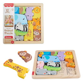 Fisher-Price JFG10 Puzzle De Madera De Animales Para Niños +3 Años Con 13 Piezas Y Bandeja Clasificadora