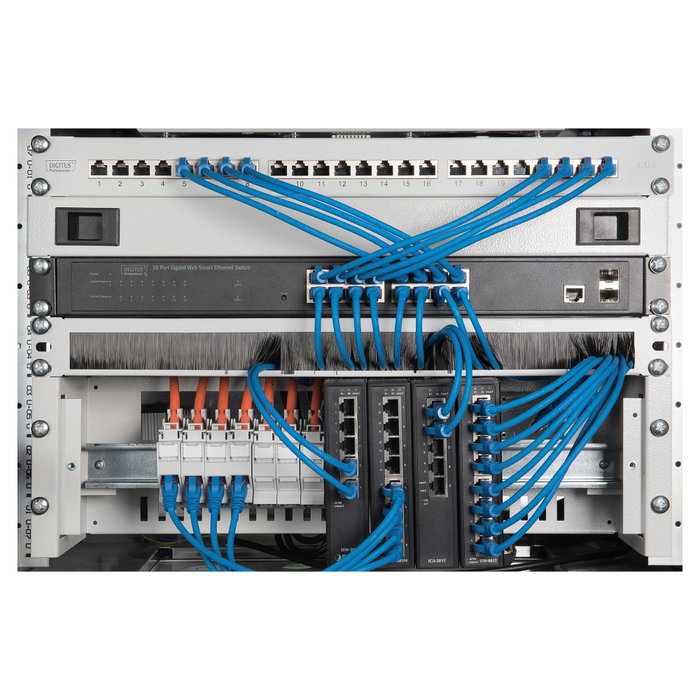 Digitus Panel de Carril DIN 3U 19 Pulgadas para Bastidor de 483 mm, Gris, Acero, Referencia Hutschienentrager