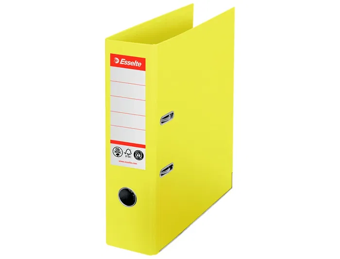 Esselte Archivador de Palanca N 1 CO2 Neutral DIN A4 Cartón Forrado Lomo 75 mm Amarillo Vivida