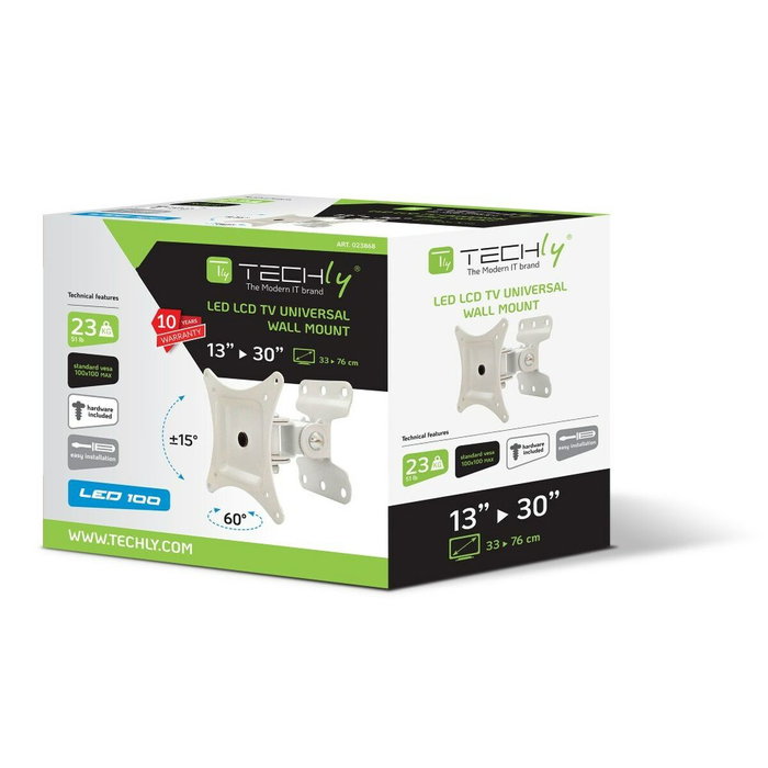Soporte de pared para tv lcd/led 13-30 pulgadas 23kg vesa totalmente ajustable blanco