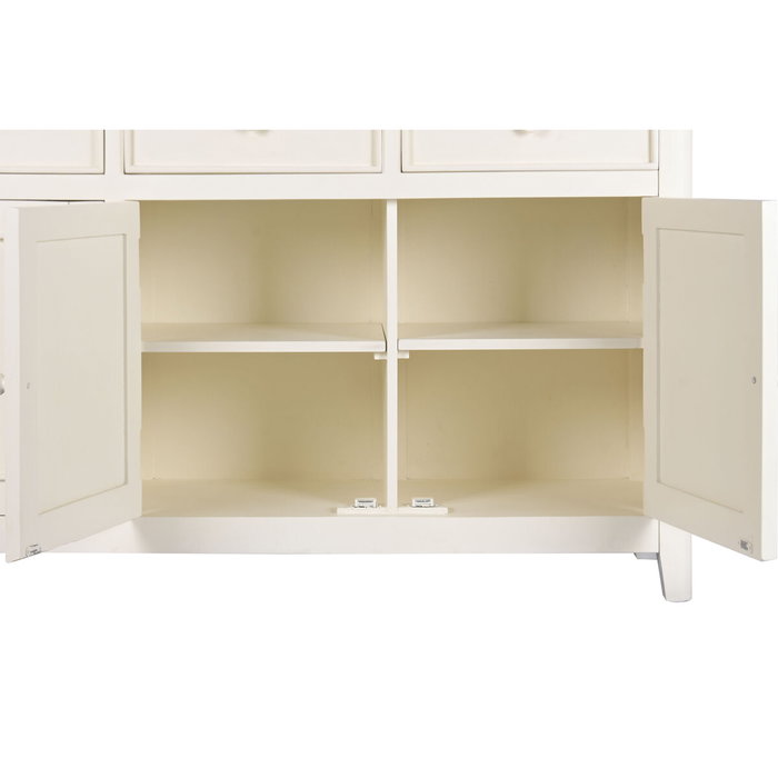 DKD Home Decor Vitrina Tradicional Crema Marron Oscuro Mango y MDF 150 x 190 x 45 cm con 6 cajones y 6 puertas