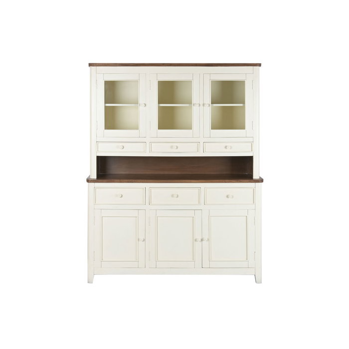 DKD Home Decor Vitrina Tradicional Crema Marron Oscuro Mango y MDF 150 x 190 x 45 cm con 6 cajones y 6 puertas