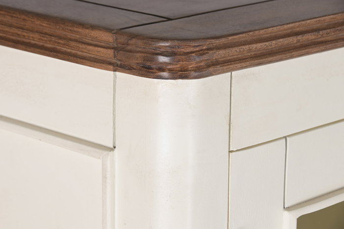 DKD Home Decor Vitrina Tradicional Crema Marron Oscuro Mango y MDF 150 x 190 x 45 cm con 6 cajones y 6 puertas