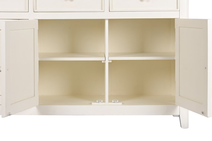 DKD Home Decor Vitrina Tradicional Crema Marron Oscuro Mango y MDF 150 x 190 x 45 cm con 6 cajones y 6 puertas