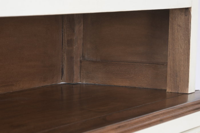 DKD Home Decor Vitrina Tradicional Crema Marron Oscuro Mango y MDF 150 x 190 x 45 cm con 6 cajones y 6 puertas