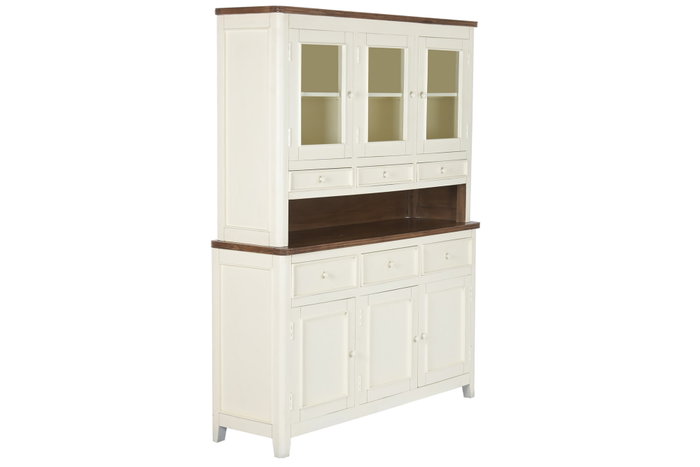 DKD Home Decor Vitrina Tradicional Crema Marron Oscuro Mango y MDF 150 x 190 x 45 cm con 6 cajones y 6 puertas