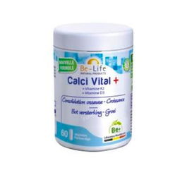 BE-LIFE Calci Vital+ 60Cap. Calcio Magnesio Vitamina K2 Vitamina D3 para Consolidación Ósea +50 Años