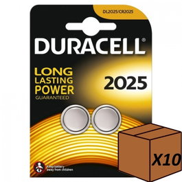 DURACELL Pack de 10 blísteres de 2 pilas de botón CR2025
