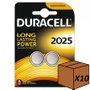 DURACELL Pack de 10 blísteres de 2 pilas de botón CR2025