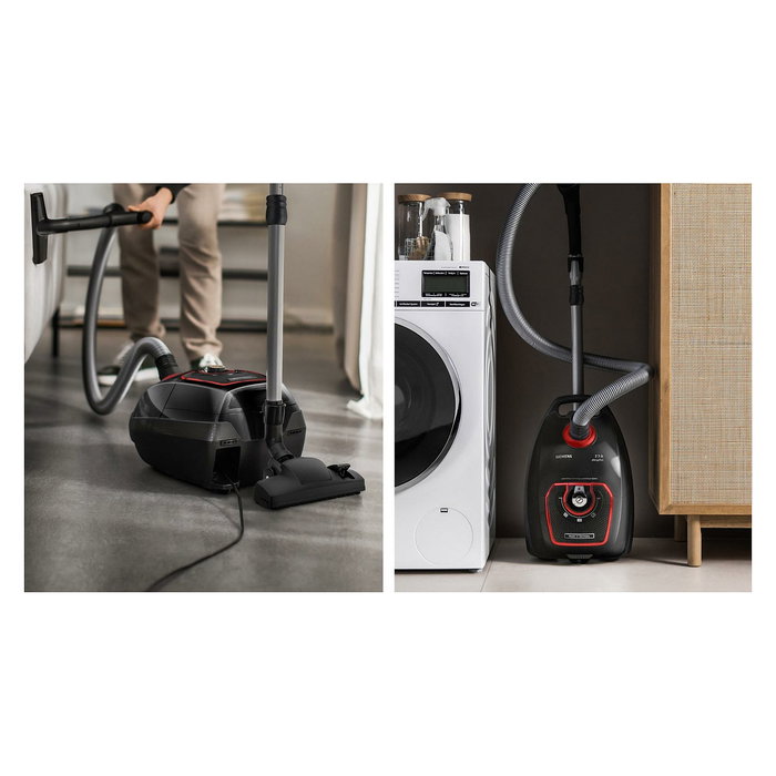 Siemens VSZ7XTRM Aspiradora Cilíndrica 750 W con Filtro Allergy Plus, Color Gris Pardo, Capacidad 5 Litros, 3 Cepillos Incluidos