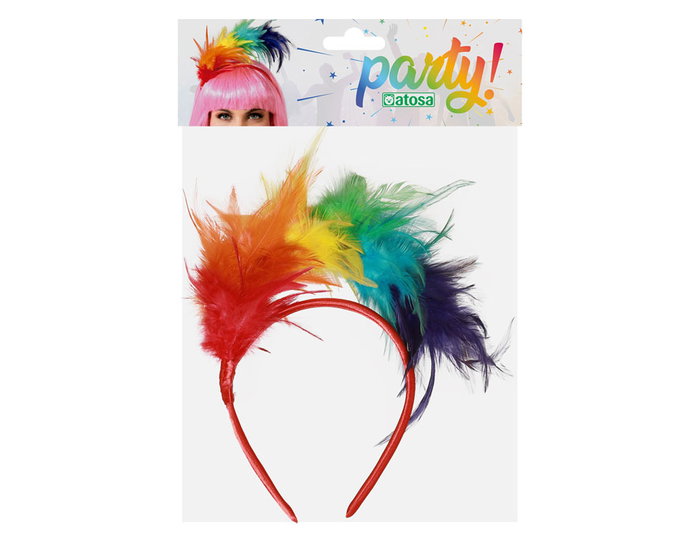 Diadema Plumas Arcoíris Tocado para Disfraces Carnaval Showgirl Drag Queen Fantasía Colorido Divertido Diadema Plumas Arcoíris Tocado para Disfraces Carnaval Showgirl Drag Queen Fantasía Colorido Divertido