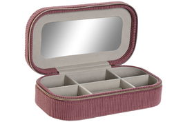 DKD Home Decor Joyero Colección Pana rosa Ambiente Urban Magenta Crema 10 x 5 x 18.5 cm (4 Unidades)