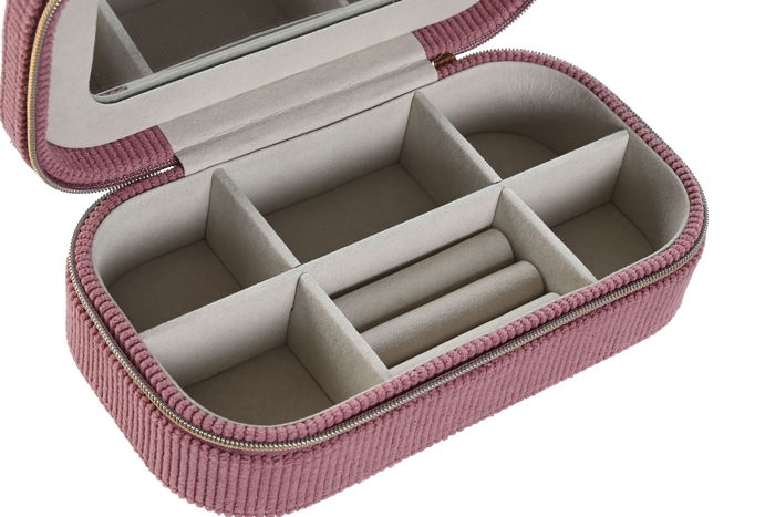 DKD Home Decor Joyero Colección Pana rosa Ambiente Urban Magenta Crema 10 x 5 x 18.5 cm (4 Unidades)