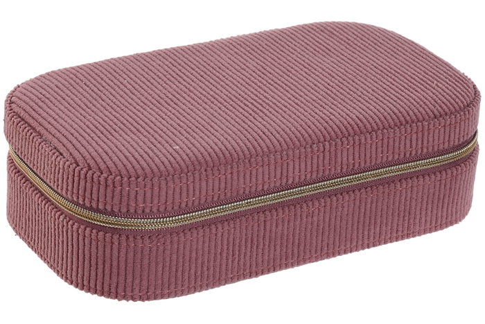 DKD Home Decor Joyero Colección Pana rosa Ambiente Urban Magenta Crema 10 x 5 x 18.5 cm (4 Unidades)