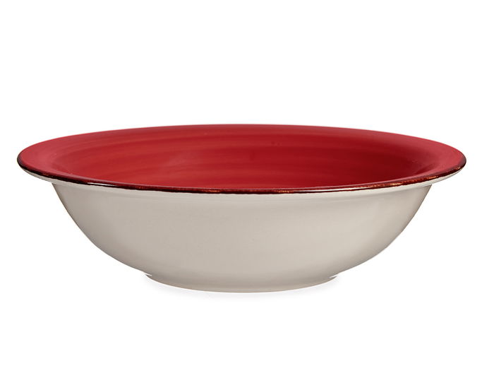 Vessia Plato Hondo de Gres Rojo con Borde, 21 cm, 21x5.5x21 cm (Set de 24)