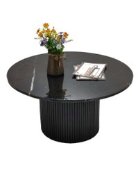 DKD Home Decor Mesa de Centro de Mármol y Madera Negra 80x80x42 cm