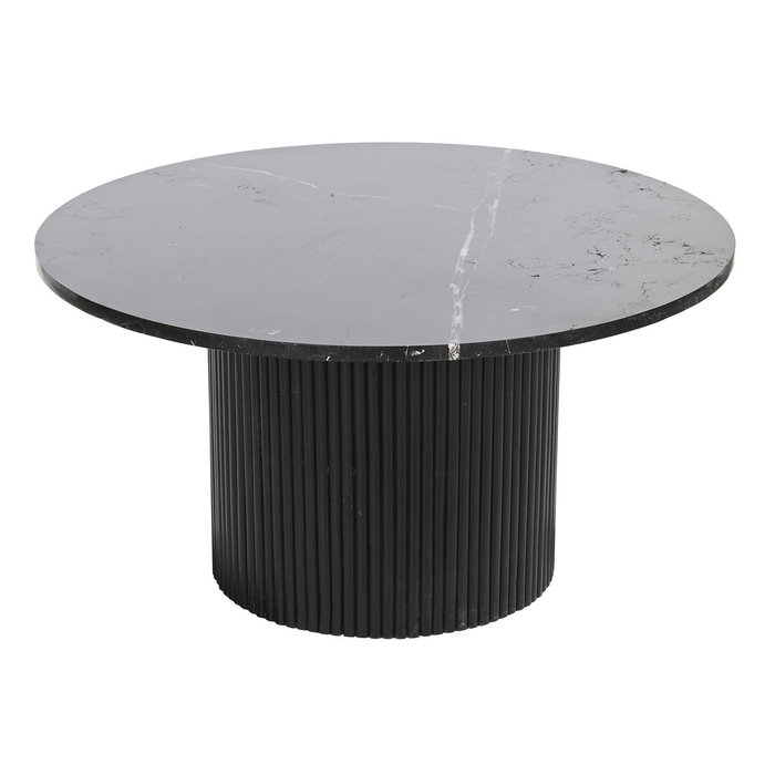 DKD Home Decor Mesa de Centro de Mármol y Madera Negra 80x80x42 cm