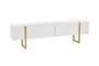 Nordure Mueble TV Serenity Blanco y Dorado Lujoso Elegante Contemporáneo con Amplio Almacenamiento 180 cm