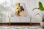 Nordure Mueble TV Serenity Blanco y Dorado Lujoso Elegante Contemporáneo con Amplio Almacenamiento 180 cm