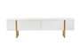Nordure Mueble TV Serenity Blanco y Dorado Lujoso Elegante Contemporáneo con Amplio Almacenamiento 180 cm