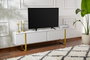 Nordure Mueble TV Serenity Blanco y Dorado Lujoso Elegante Contemporáneo con Amplio Almacenamiento 180 cm