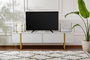 Nordure Mueble TV Serenity Blanco y Dorado Lujoso Elegante Contemporáneo con Amplio Almacenamiento 180 cm