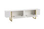 Nordure Mueble TV Serenity Blanco y Dorado Lujoso Elegante Contemporáneo con Amplio Almacenamiento 180 cm