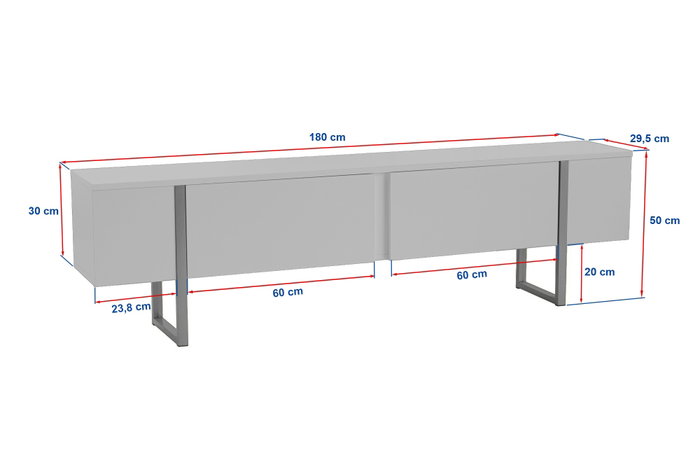 Nordure Mueble TV Serenity Blanco y Dorado Lujoso Elegante Contemporáneo con Amplio Almacenamiento 180 cm