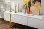 Nordure Mueble TV Serenity Blanco y Dorado Lujoso Elegante Contemporáneo con Amplio Almacenamiento 180 cm