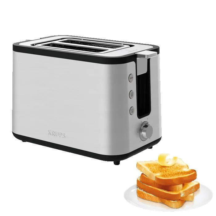 KRUPS KH442D10 Línea de control Tostadora de acero inoxidable, tostadora de 2 ranuras anchas, altura extra alta, funciones de recalentamiento y descongelación KRUPS KH442D10 Línea de control Tostadora de acero inoxidable, tostadora de 2 ranuras anchas, altura extra alta, funciones de recalentamiento y descongelación