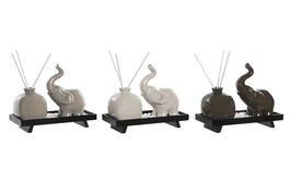 DKD Home Decor Ambientador Mikado Oriental Blanco Gris Set de 2 (6 Unidades) 9 x 16 x 20 cm