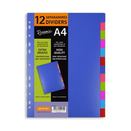 Separadores Senfort Pp Extra Grueso Opaco A4 12 Pestañas 11 Taladros