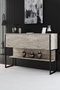 Hanah Home Tocador Travertino y Negro 120cm x 80cm x 30cm Elegante y Duradero Fabricado en Tablero de Partículas Melamina