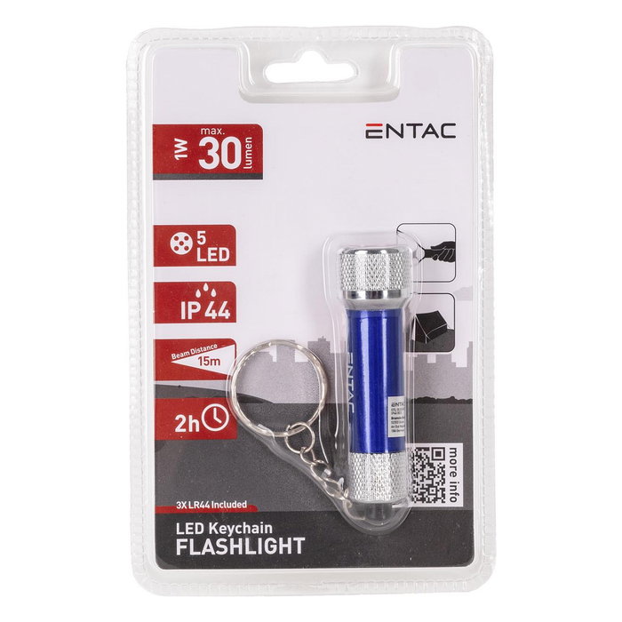 ENTAC Linterna de llavero EFL-5LED-KC Azul