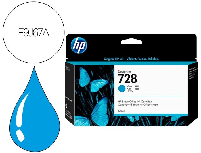 HP 728 Cian 130 ml (F9J67A) Cartucho de tinta HP 728 Cian 130 ml (F9J67A) Cartucho de tinta
