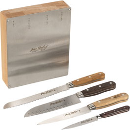 Laguiole Juego de 4 cuchillos de cocina Les Essences du Monde 1920 con mangos de madera natural