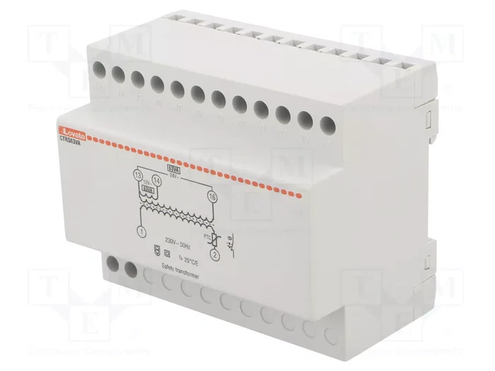 LOVATO ELECTRIC Transformador de red 63VA 230VAC 12V/24V para raíl DIN LOVATO ELECTRIC Transformador de red 63VA 230VAC 12V/24V para raíl DIN