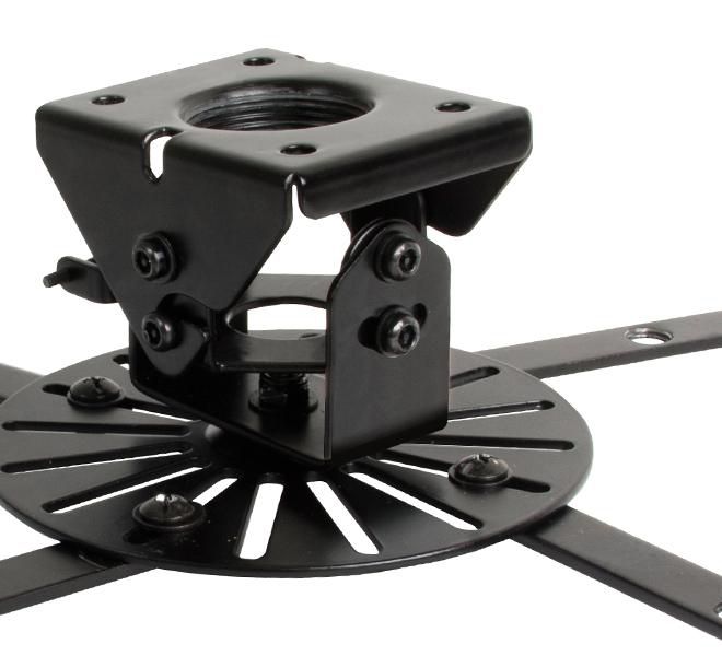 B-Tech BT899XL-AD Soporte de Techo para Proyector, Ajustable hasta 1122 mm, Capacidad 25 kg, Inclinacion +/-13°, Giro 360°, Color Negro
