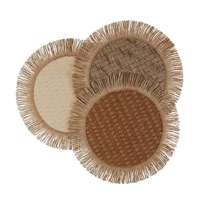 Versa Salvamantel Reversible Natural 38x38 cm - Papel, Poliéster, Algodón, Cáscara de Maíz (6 Unidades)