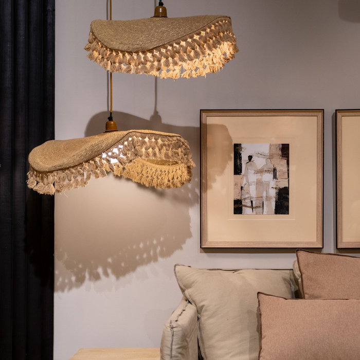 Lampara Techo Natural Fibra Natural 45 X 45 X 6 cm