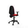 Silla de oficina Aýna con mecanismo Asincro tapizada con Similpiel color Rojo. Equipada con Base poliamida negra, Brazos 1D y Ruedas de parqué