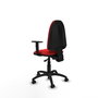 Silla de oficina Aýna con mecanismo Asincro tapizada con Similpiel color Rojo. Equipada con Base poliamida negra, Brazos 1D y Ruedas de parqué