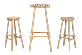 DKD Home Decor Mesa Bar Tropical Bambú Set de 3 Piezas 50 x 105 x 50 cm