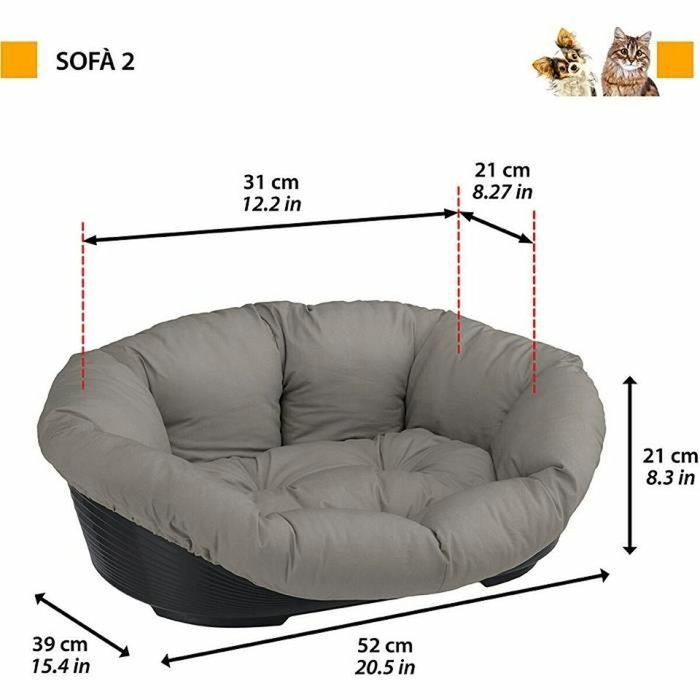 Ferplast Sofa 2 Cama con cojín estampado Dove Grey