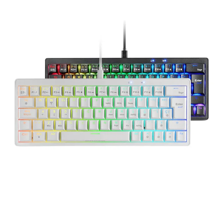 Mars Gaming MKMINIPRO Teclado Gaming Mecánico Compacto 60% SKN Blue, Hot-Swap, RGB, Silencioso QuietCore, USB-C, Blanco, Idioma ES, Compatible con PC/Mac/PS5/Xbox
