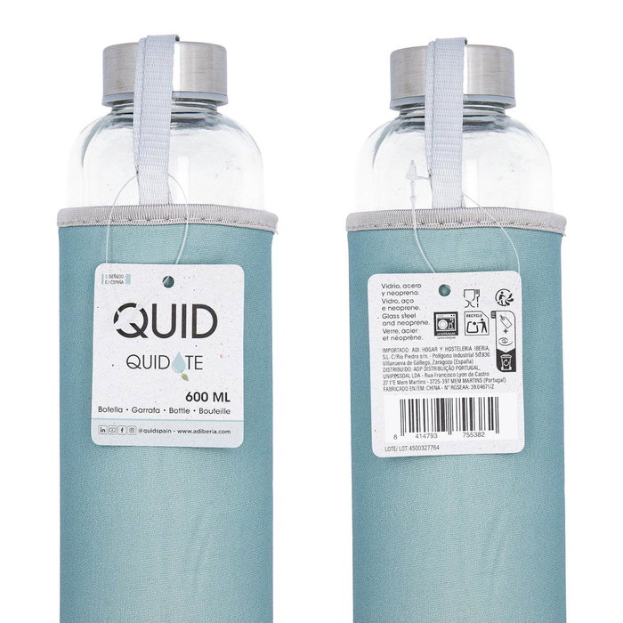 Botella Vidrio Transporte con Funda Neop Quidate Quid 0,6 L