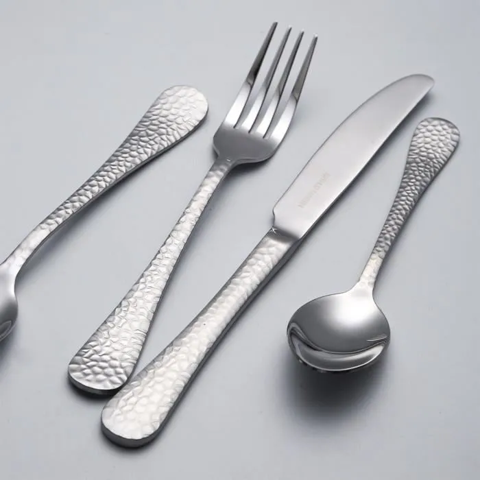 Arthur Martin AM4463 Juego de cubiertos - 24 piezas - Acero inoxidable - Acabado martillado